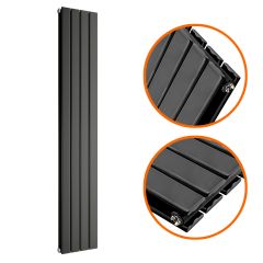 1600 x 280mm Black Double Flat Panel Vertical Radiator